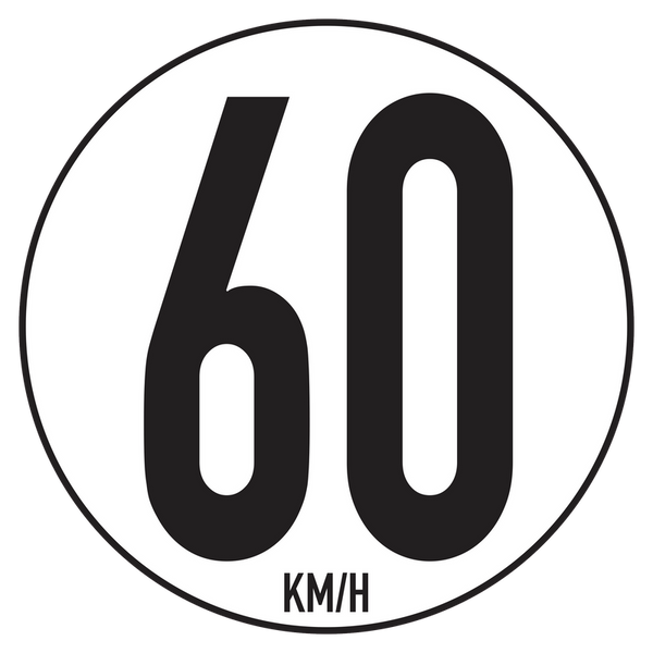 Disque Limitation de Vitesse 60 KM/H Poids lourd Camion Adhésif Sticker 20cm Homologué
