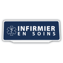 Clip Plaque Pare-Soleil Infirmier en Soins avec Caducée Rétro-Réfléchissant Fond Bleu