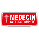 Clip Plaque Pare-Soleil Médecin Sapeurs Pompiers Rétro-Réfléchissant Rouge