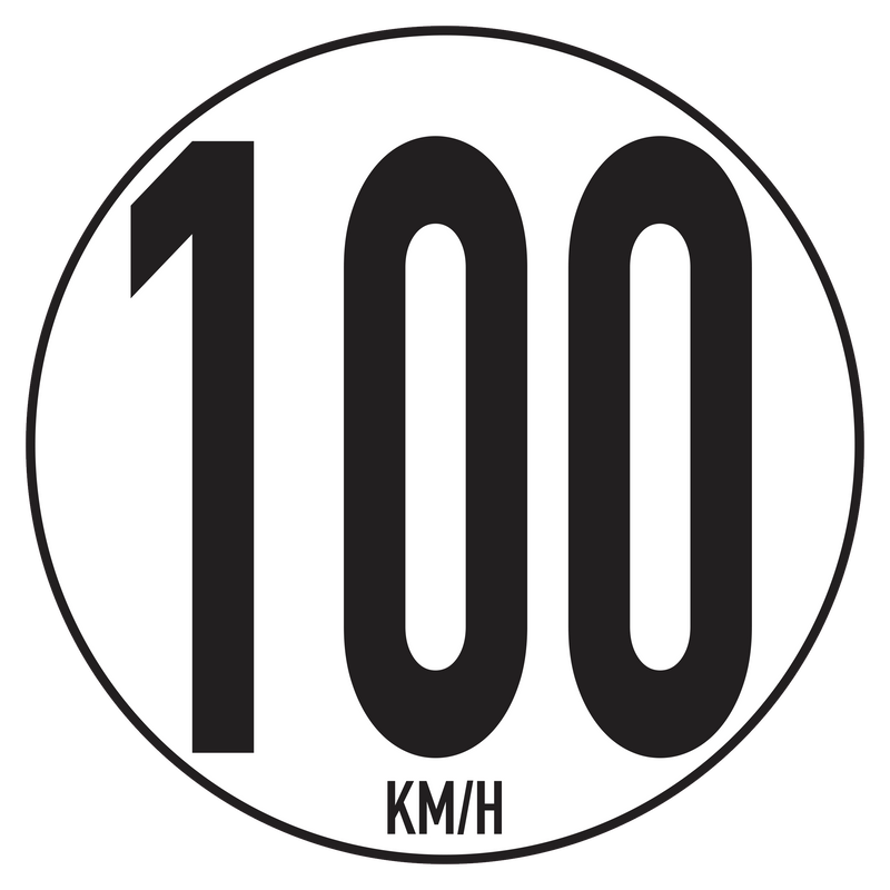 Speed Limit Disc 100 KM/H Truck Adhesive Sticker 20cm Approved