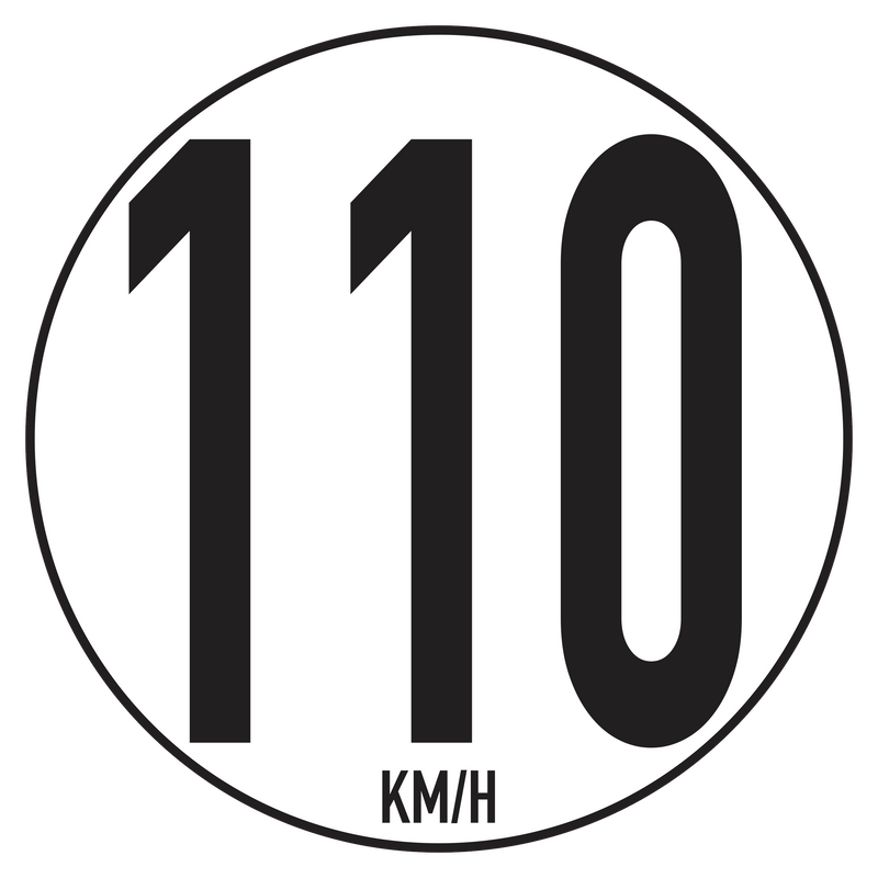 Disc Speed Limit 110 KM/H Truck Adhesive Sticker 20cm Approved