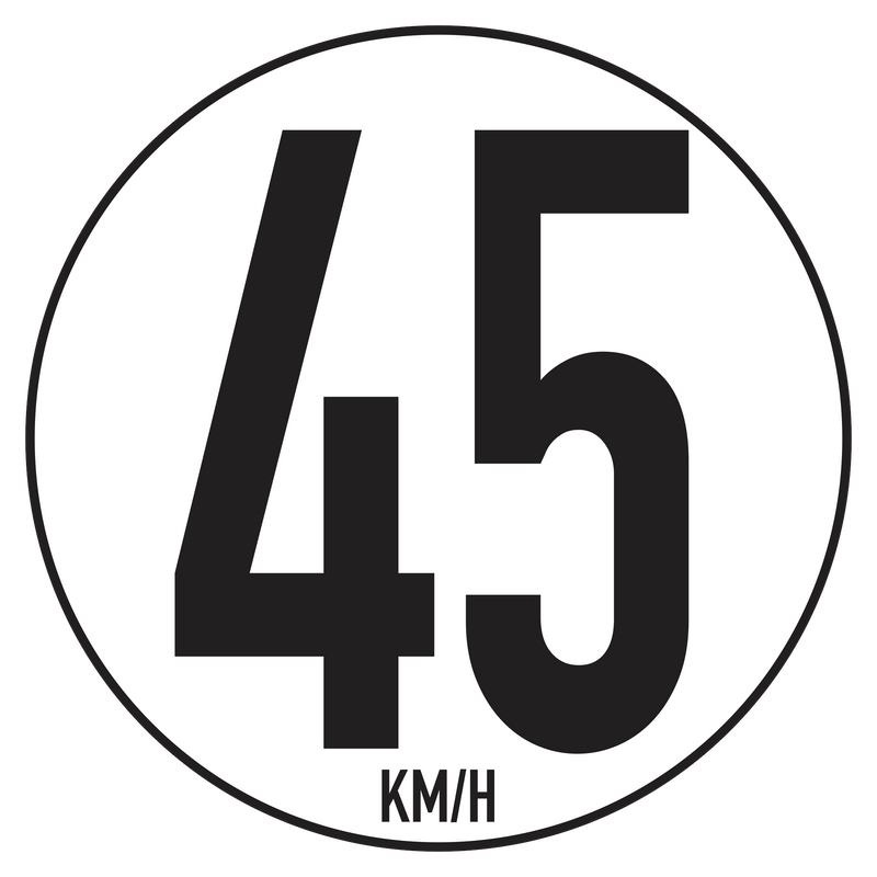 Disc Speed Limit 45 KM/H Truck Adhesive Sticker 20cm Approved