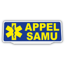 Clip Plaque Pare-Soleil Appel SAMU Rétro-Réfléchissant Jaune et Bleu