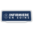 Clip Plaque Pare-Soleil Infirmière en Soins avec Caducée Rétro-Réfléchissant Fond Bleu