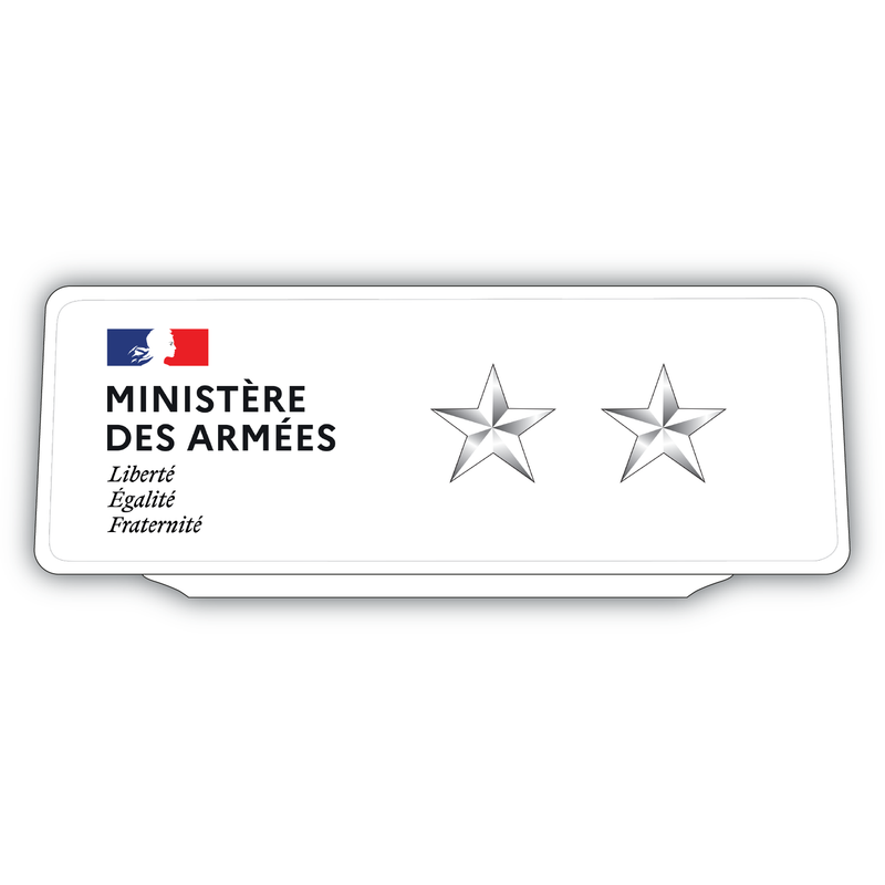 Clip Plaque Pare-Soleil Ministère des Armées 2 étoiles Rétro-Réfléchissant